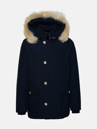 Woolrich Artic Anorak Blue Cotton Blend Parka