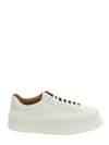 Jil Sander Leather Flatform Sneakers In Black
