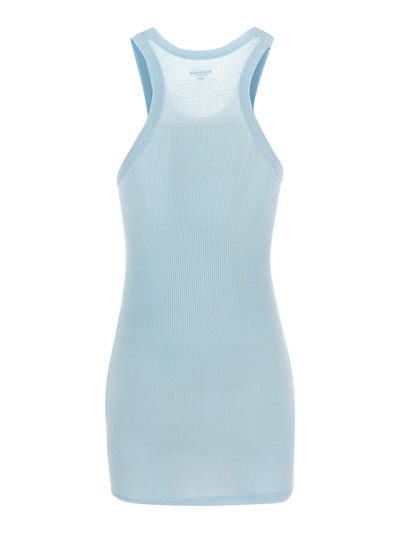 Alexander Wang Womens Racer Tank Dress In Ribbed Cotton In Blue Pearl