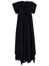 Mm6 Maison Margiela Gathered Short-sleeve Maxi Dress In Black
