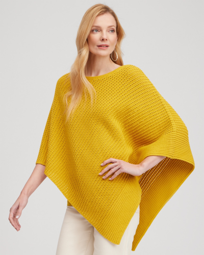 Chico's Knit Triangle Poncho In Yellow