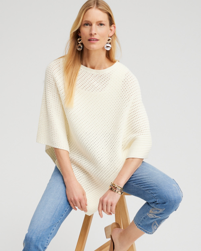 Chico's Knit Triangle Poncho In Ivory