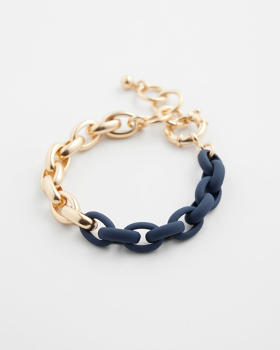 Chico's Navy & Gold Tone Link Bracelet |