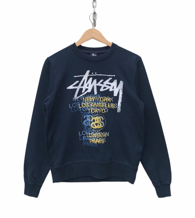Pre-owned Stussy Spellout Streetwear Sweatshirt In Dark Blue