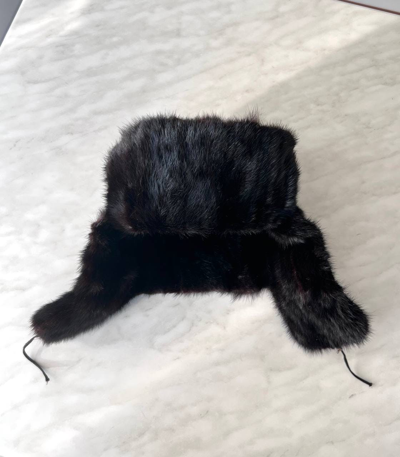 Pre-owned Archival Clothing Vintage Y2k Trapped Black Fur 80's Hat Winter
