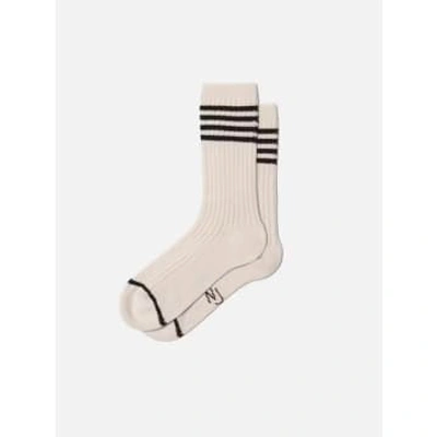Nudie Jeans Tennis Stripe Socks In White