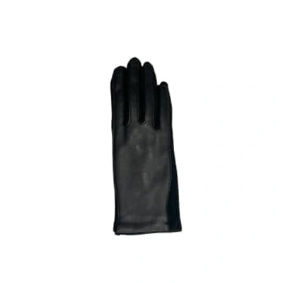 Made By Moi Selection Wool & Black Leather Gloves In Black/black