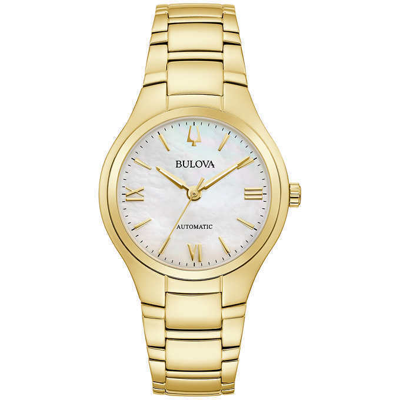 Pre-owned Bulova 97l169 Classic Mother-of-pearl Stainless Steel Ladies Automatic Watch