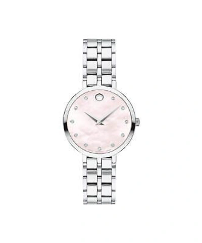 Pre-owned Movado Kora Stainless Steel Case Pink Dial Stainless Steel Bracelet Women 060...