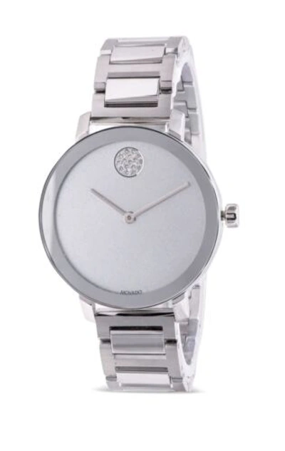 Pre-owned Movado Brand  Bold Evolution Women's Silver Dial Crystal Dot Watch 3600732