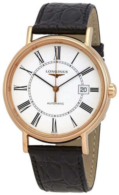 Pre-owned Longines Presence Automatic Rose Gold Pvd Leather Date Mens Watch L4.922.1.11.2