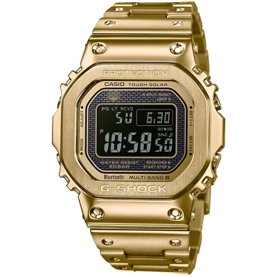 Pre-owned G-shock Gmwb5000 Full Metal Connected Solar Gold Black Watch - Brand