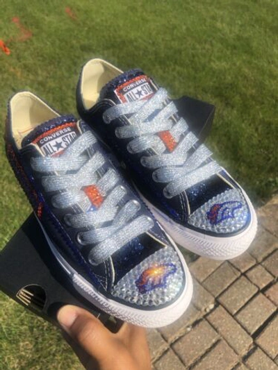 Pre-owned Converse Crystallized Denver  Bling-custom-made Any Team Any Sport Sz7-11 In Purple