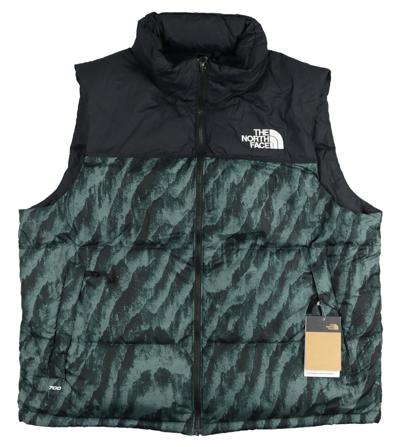 Pre-owned The North Face 1996 Retro Nuptse Vest Sz X-large Balsam Gray Wooden Tiger Print In Yellow