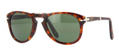 Pre-owned Persol Po 0714 Folding Havana/crystal Green (24/31) 54mm Sunglasses