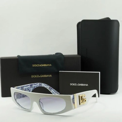 Pre-owned Dolce & Gabbana Dolce&gabbana Dg4411 337119 White On Blue Maiolica/gradient Light Blue 54-19-...