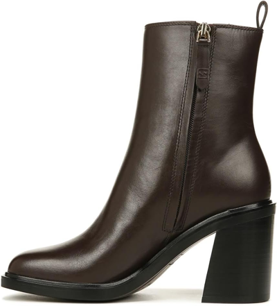 Pre-owned Franco Sarto Women's Paula Block Heel Chelsea Boot Ankle In Dark Brown Leather