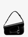 Gucci Leather Shoulder Bag With Iconic Frontal Horsebit In Black