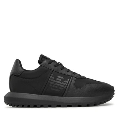Pre-owned Emporio Armani Shoes Sneaker  Man Sz. Us 9,5 X4x640xn949 K001 Black