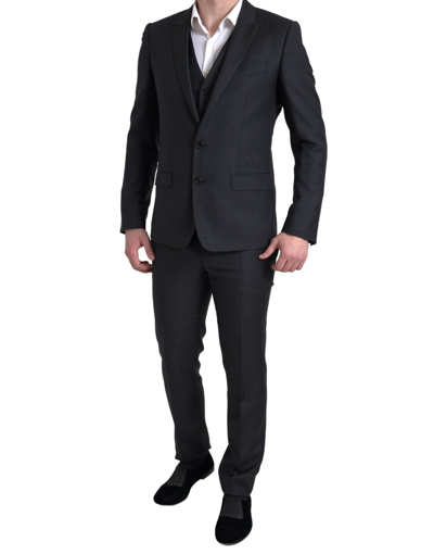 Pre-owned Dolce & Gabbana Suit Martini Black 3 Piece Single Breasted Eu46/us36/s 3060usd