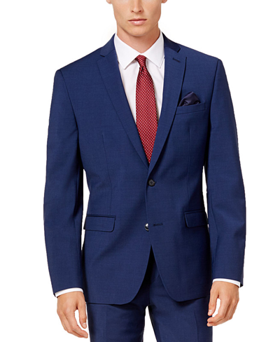 Pre-owned Bar Iii Men's Slim-fit Active Stretch Wool Suit Jacket In M Blue