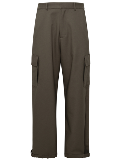 Off-white Man Beige Polyester Pants In Cream