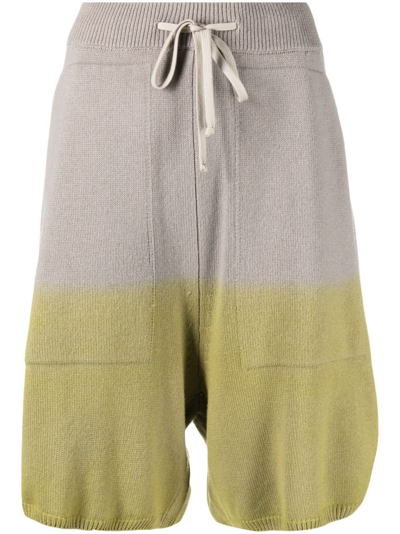 MONCLER GENIUS GREEN OMBRÉ-EFFECT KNITTED SHORTS