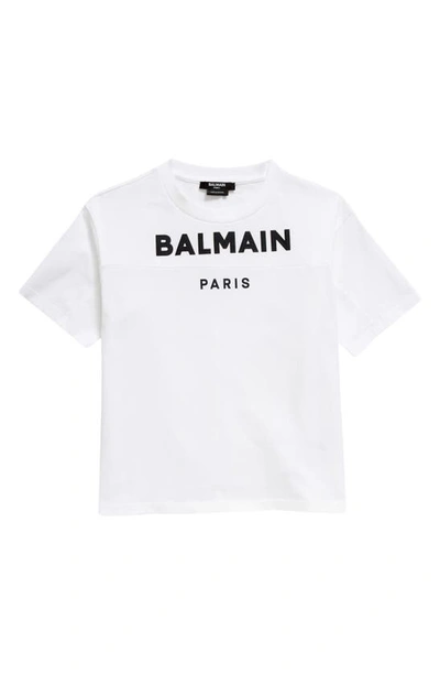 Balmain Kids' Logo-print Cotton T-shirt In White