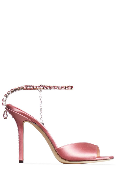 Jimmy Choo Saeda 100 Embellished Heeled Sandals In Pink