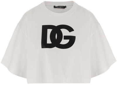 Dolce & Gabbana Logo Printed Crewneck T In White
