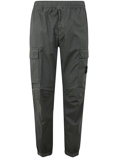 Stone Island Compass Patch Elasticated Waist Cargo Trousers In Muschio