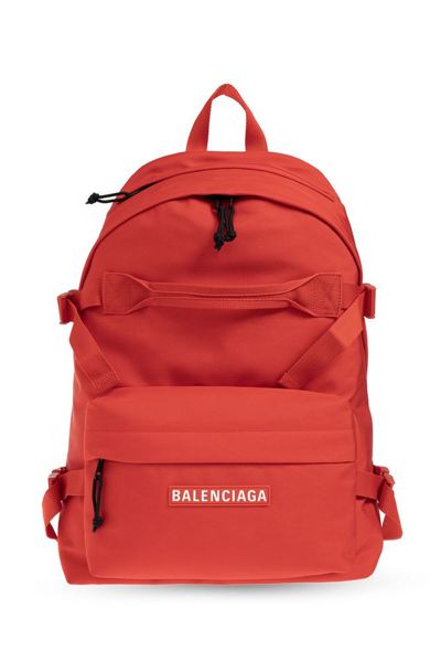 Balenciaga Logo Patch Backpack In Red