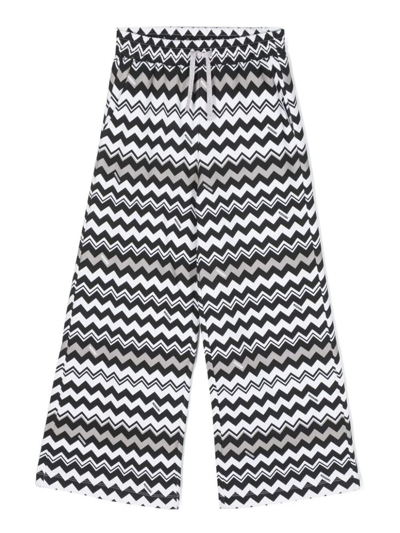 Missoni Kids' Zigzag Print Palazzo Trousers In Black