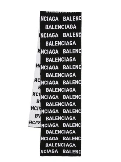 Balenciaga Bal Horizontal Allover Scarf In Black