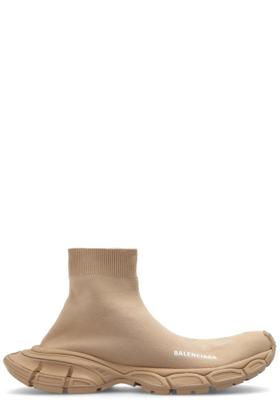 Balenciaga Speed Lt. 20 Cotton Knit Sock Sneakers In Beige