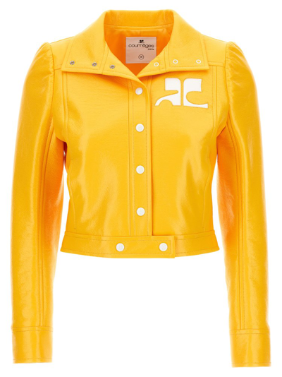 Courrèges Iconic Vinyl Jacket In Yellow & Orange