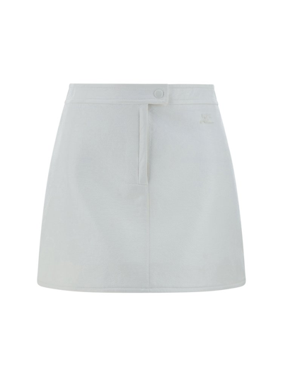 Courrèges Reedition Logo Patch Mini Skirt In Heritage White