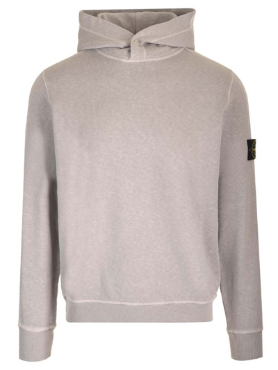 Stone Island Logo Patch Hoodie In Grey