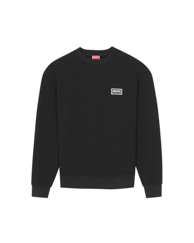 Kenzo Logo Embroidered Crewneck Sweatshirt In Black