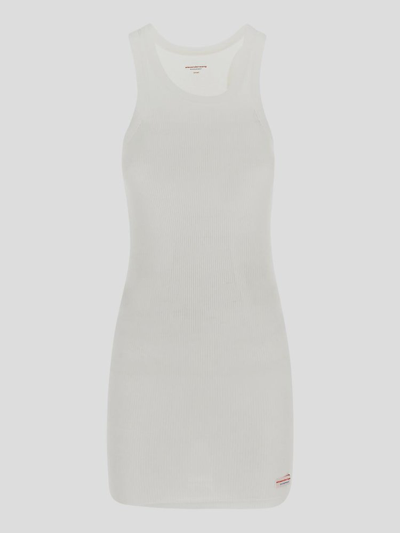 Alexander Wang Logo Patch Ribbed Dress In White