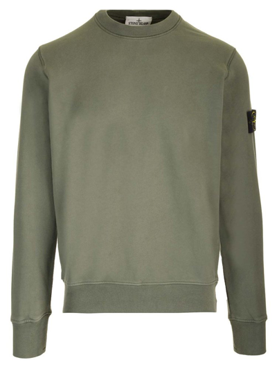 Stone Island Logo Patch Crewneck Sweatshirt In Green