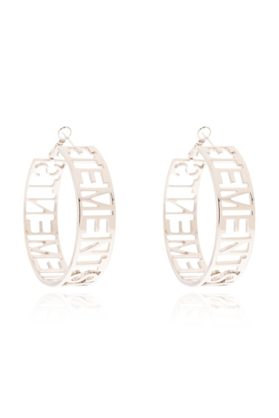 Vetements Logo Lettering Hoop Earrings In Silver