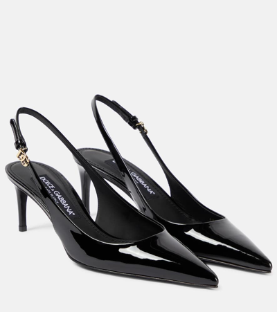 Dolce & Gabbana Patent Leather Slingback Pumps In Black