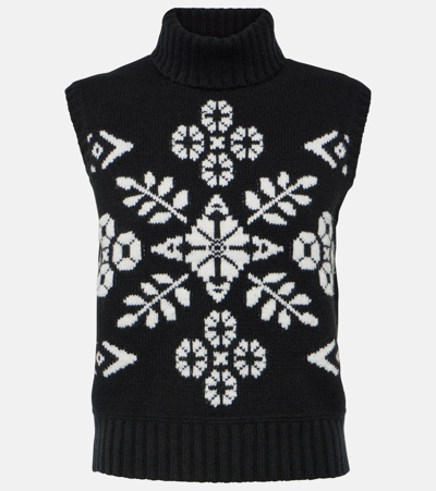 Max Mara Womens Black Vivy Snowflake-jacquard Wool And Cashmere-blend Top