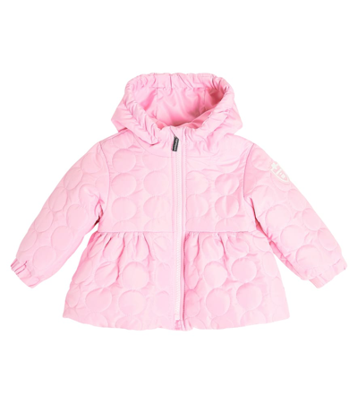 Monnalisa Babies' Flared Quilted Hooded Jacket In Pink