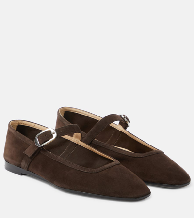 Le Monde Beryl Suede Mary Jane Ballet Flats In Brown