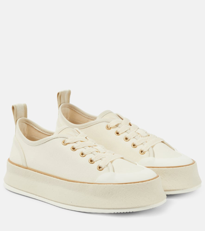 Max Mara Canvas Trainers In Off White