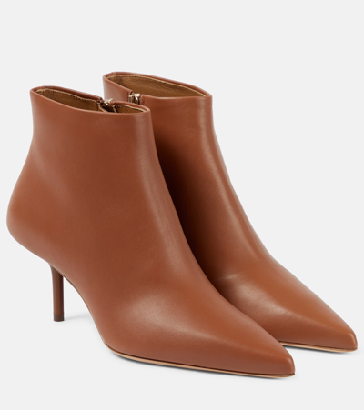 Max Mara Leather Ankle Boots In Brown