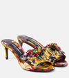 DOLCE & GABBANA RHINESTONE-EMBELLISHED FLORAL SATIN MULES