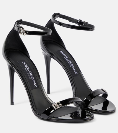 Dolce & Gabbana Patent Leather Sandals In Black